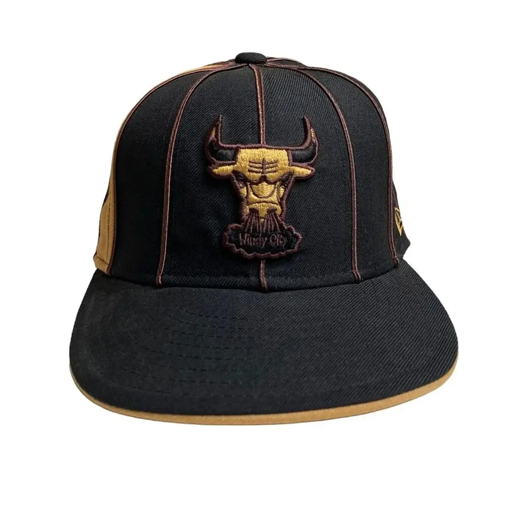 New Era 59Fifty Chicago Bulls Windy City Pinwheel Fitted Hat Cap Size 7 3/8